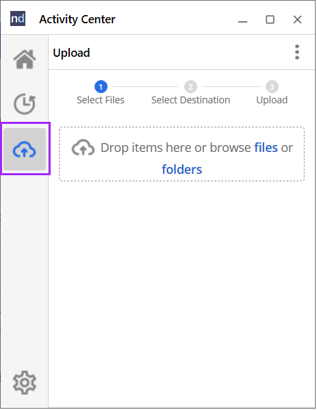 A screenshot of a upload menu  Description automatically generated