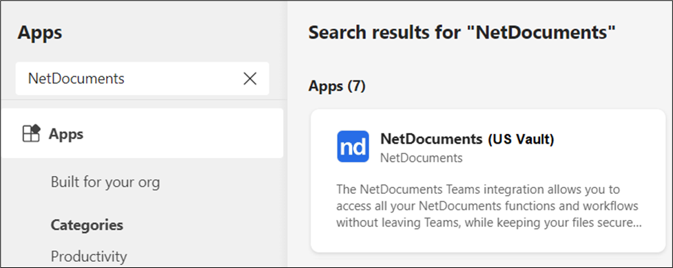 Configuring the Chatlink NetDocuments Tab After Adding the App to Your Team