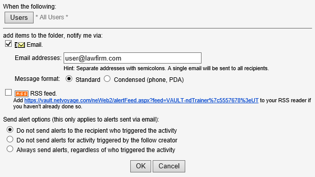 Following a Folder or CollabSpace