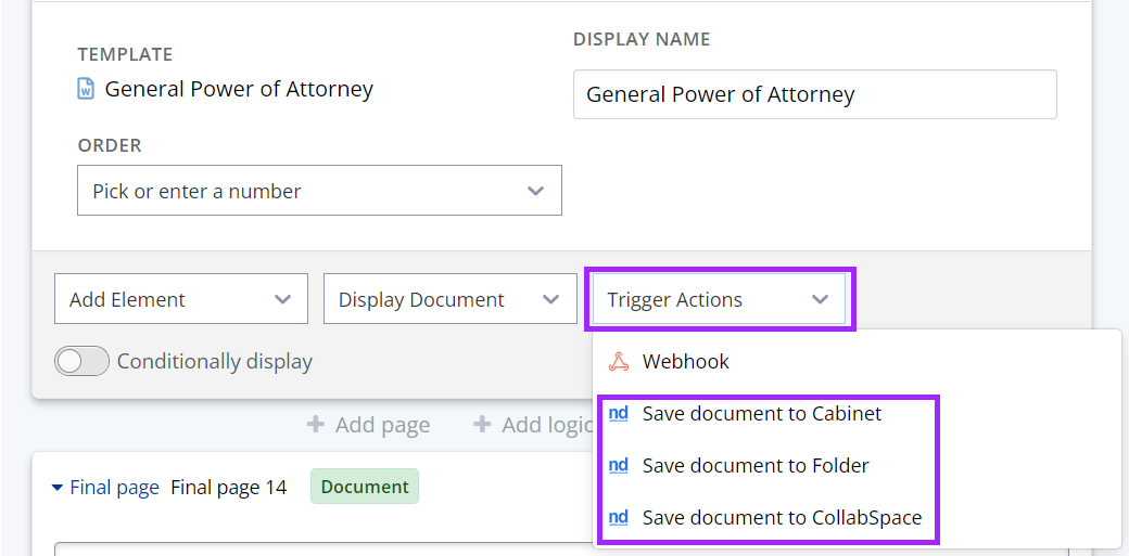PatternBuilder Trigger Actions