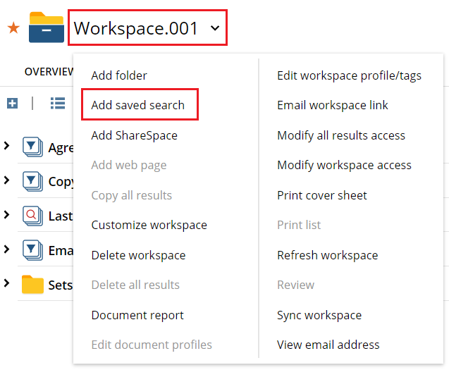 Add Workspace Saved Search