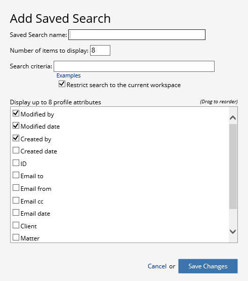 Add Workspace Saved Search