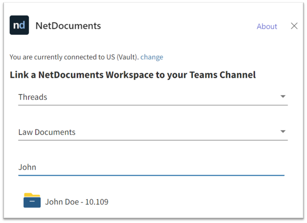 NetDocuments for Microsoft Teams (ChatLink)